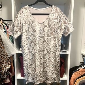 Once Bitten Taupe Snake Print Dress